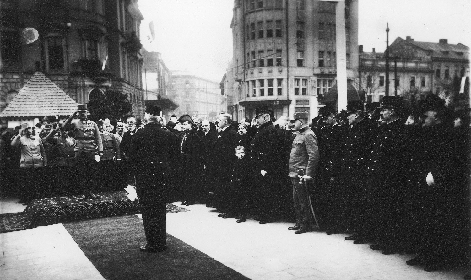 At the inauguration of the statue of the Iron Knight. On the platform — Major General Franz Riml