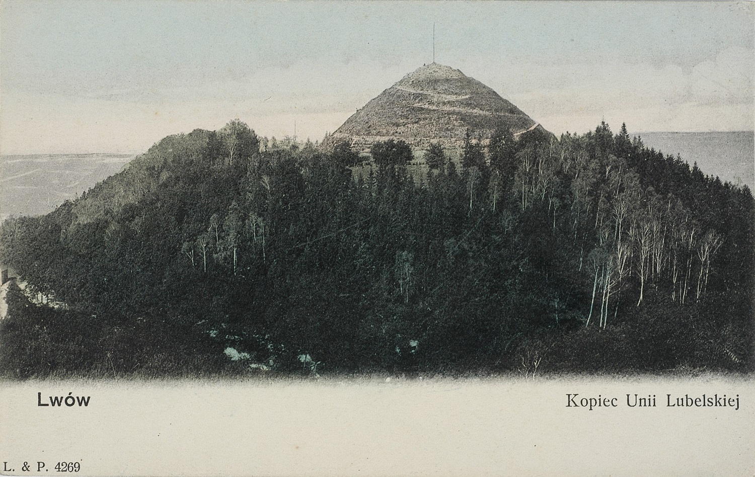 Mound of the Union of Lublin on a postcard from the early 20th century